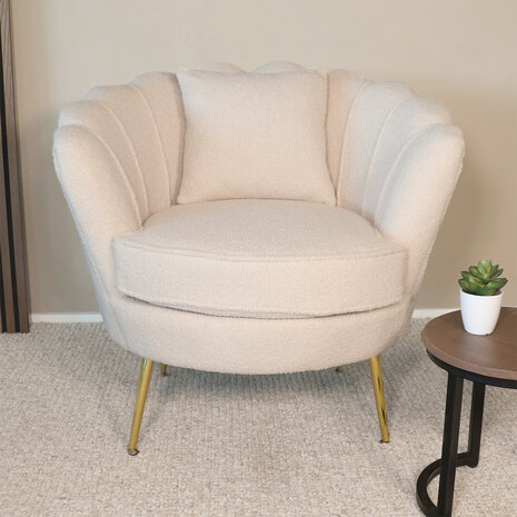 Lizzely Garden & Living Fauteuil zitbank 1 persoons Belle teddy beige