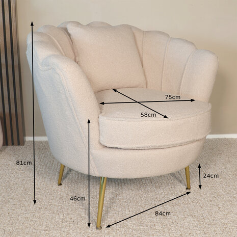 Lizzely Garden & Living Fauteuil zitbank 1 persoons Belle teddy beige