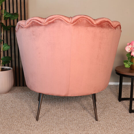 Lizzely Garden & Living Fauteuil zitbank 1 persoons stoel Anna velvet oud roze bankje