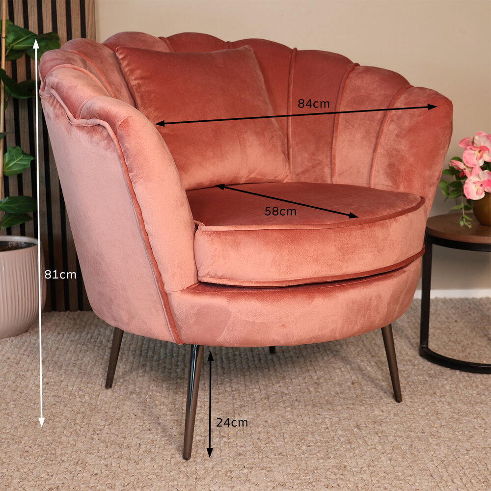Fauteuil zitbank 1 persoons stoel Anna velvet oud roze bankje