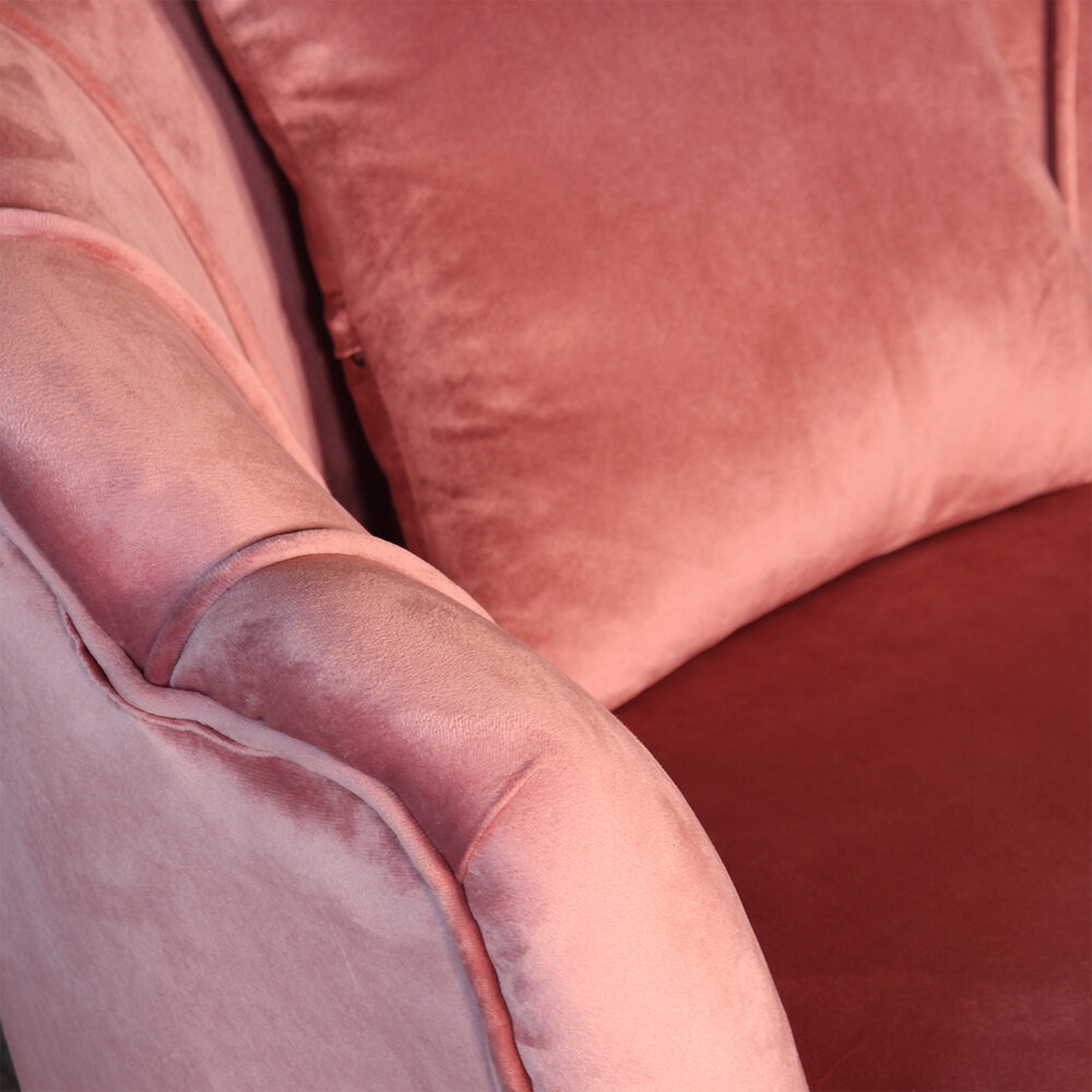 Fauteuil zitbank 1 persoons stoel Anna velvet oud roze bankje