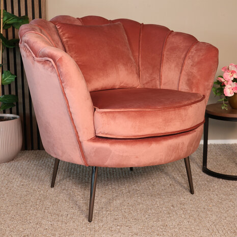 Lizzely Garden & Living Fauteuil zitbank 1 persoons stoel Anna velvet oud roze bankje