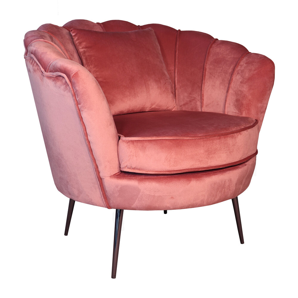 Fauteuil zitbank 1 persoons stoel Anna velvet oud roze bankje