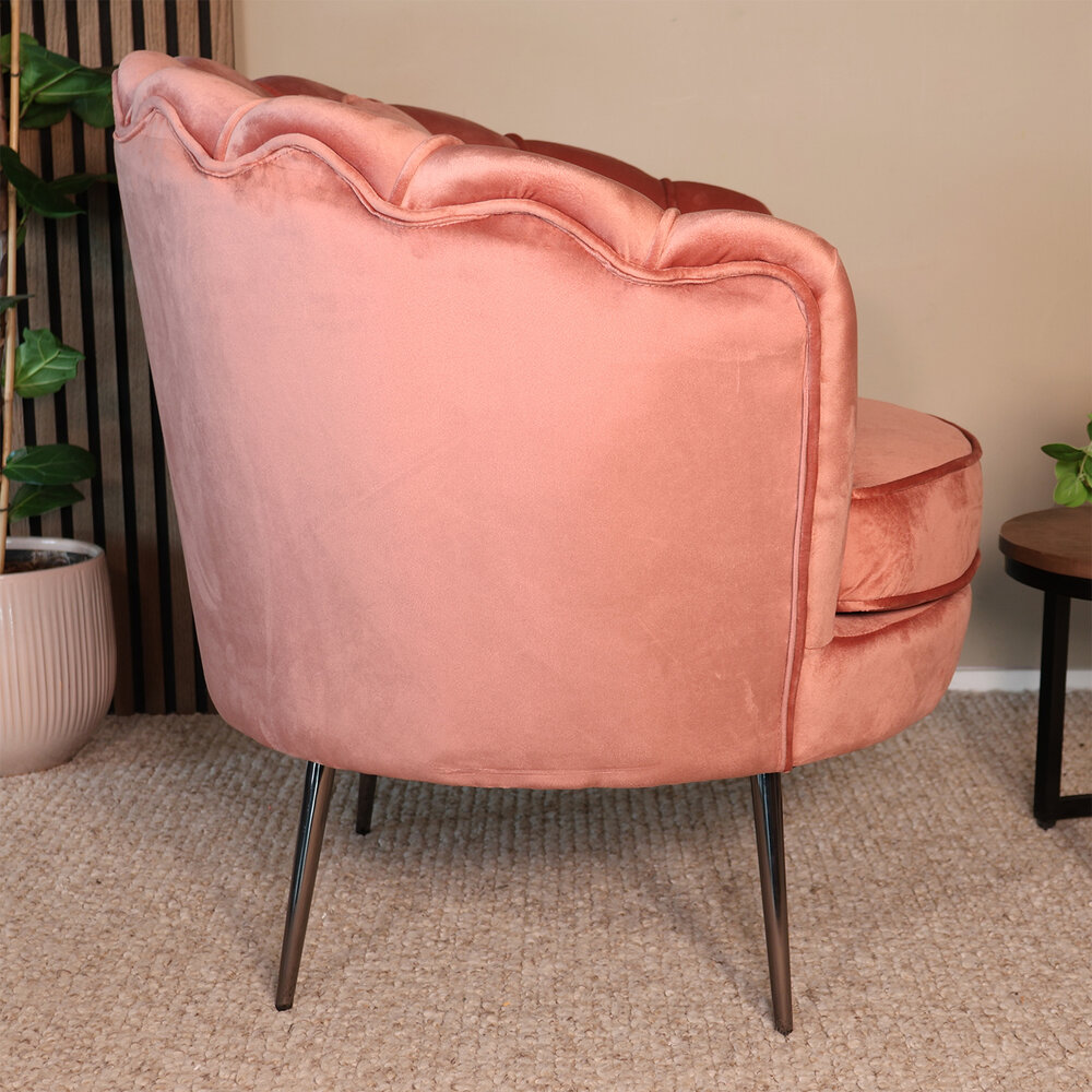 Fauteuil zitbank 1 persoons stoel Anna velvet oud roze bankje