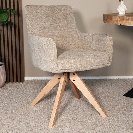 Lizzely Garden & Living Eetkamerstoel draaibaar Gemma taupe draaibare eetstoel