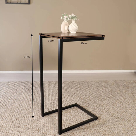 Lizzely Garden & Living Bijzettafel industrieel Jerry 69cm walnoot mangohout