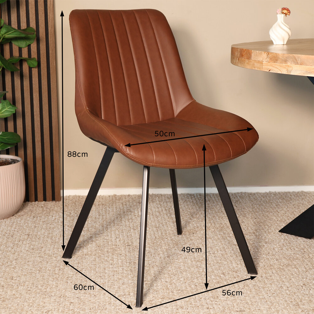 Eetkamerstoel Susta PU cognac kunstleder eetstoel