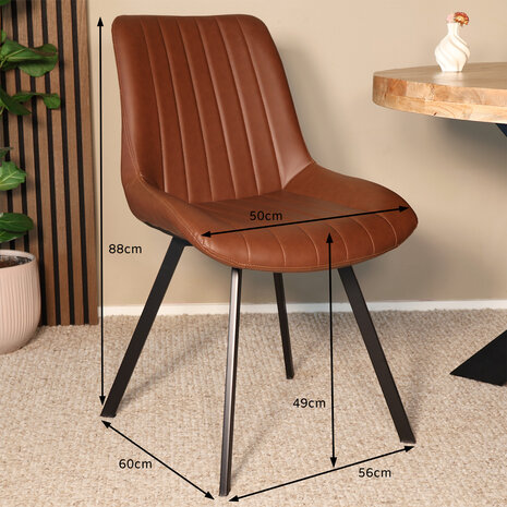 Lizzely Garden & Living Eetkamerstoel Susta PU cognac kunstleder eetstoel
