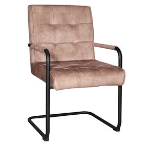 Lizzely Garden & Living Eetkamerstoel met armleuning Indy beige velvet eetstoel