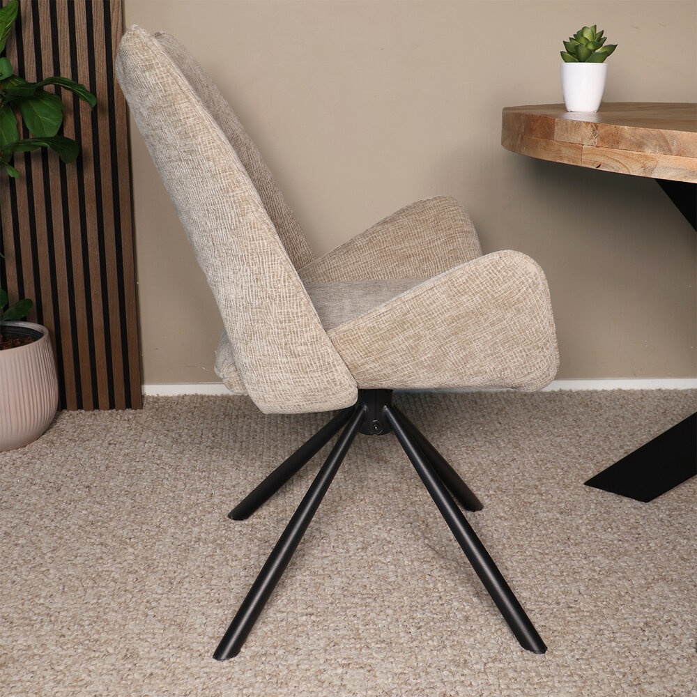 Eetkamerstoel draaibaar Kevin taupe draaibare eetstoel