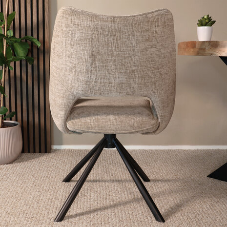 Lizzely Garden & Living Eetkamerstoel draaibaar Kevin taupe draaibare eetstoel