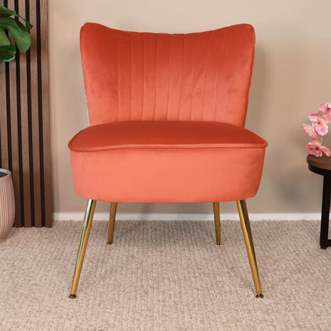 Lizzely Garden & Living Fauteuil zitbank 1 persoons Rilaan velvet oud roze stoel