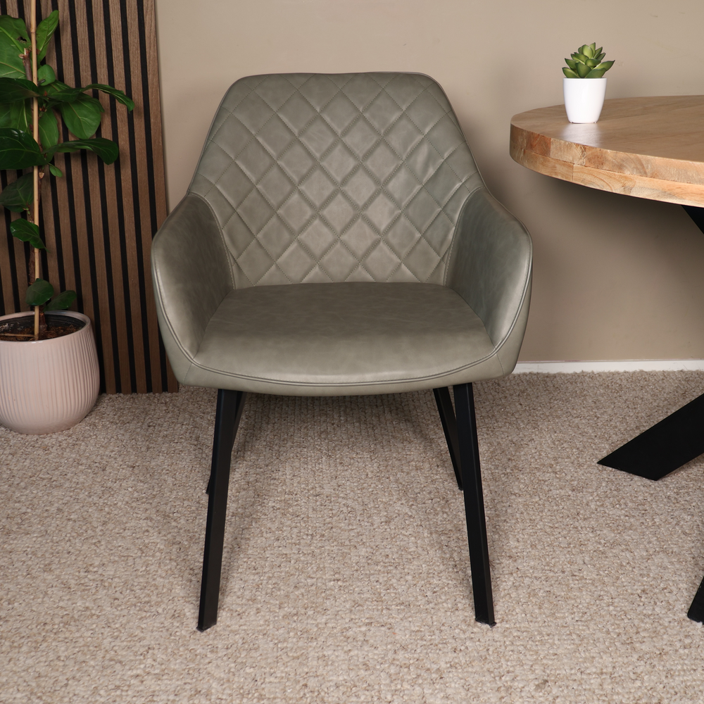 Eetkamerstoel met armleuning Yurgan donkergroen kunstleder eetstoel