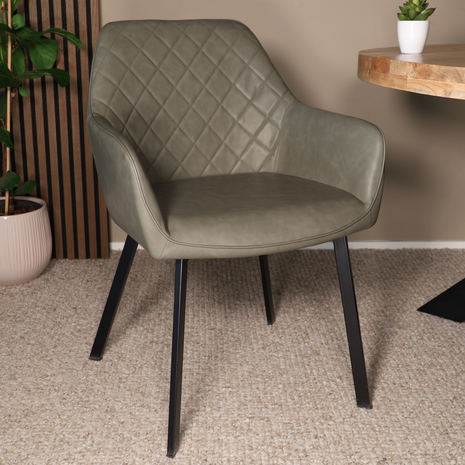 Lizzely Garden & Living Eetkamerstoel met armleuning Yurgan donkergroen kunstleder eetstoel