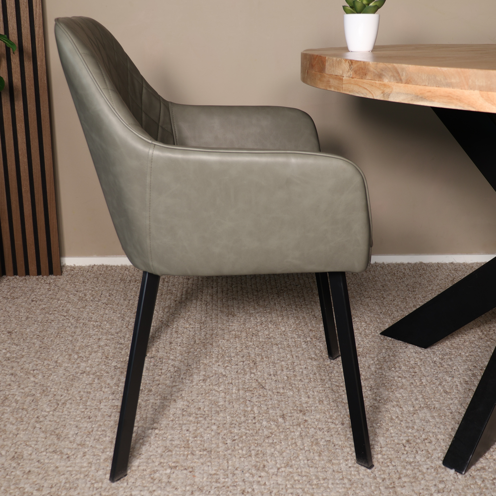 Eetkamerstoel met armleuning Yurgan donkergroen kunstleder eetstoel