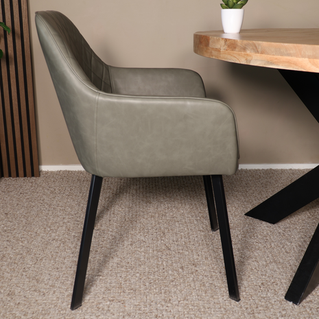 Lizzely Garden & Living Eetkamerstoel met armleuning Yurgan donkergroen kunstleder eetstoel