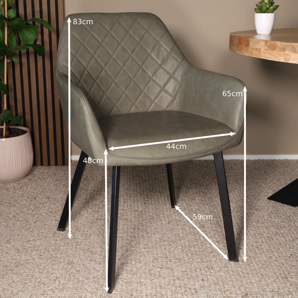 Eetkamerstoel met armleuning Yurgan donkergroen kunstleder eetstoel