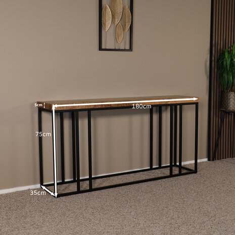 Lizzely Garden & Living Bijzettafel mangohout Don 180cm bruin industrieel side table