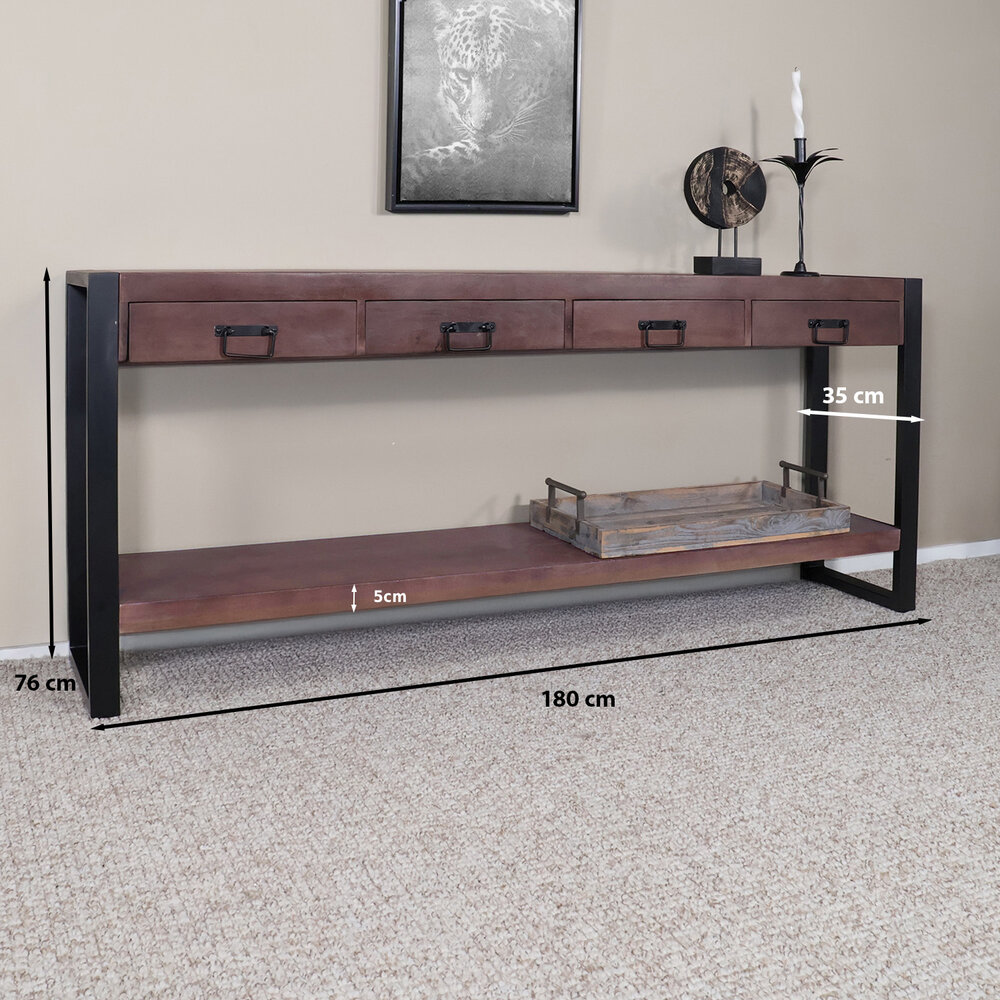 Bijzettafel 180cm mangohout Vera walnoot