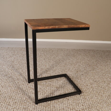 Lizzely Garden & Living Bijzettafel Industrieel Jerry 55cm mangohout bruin