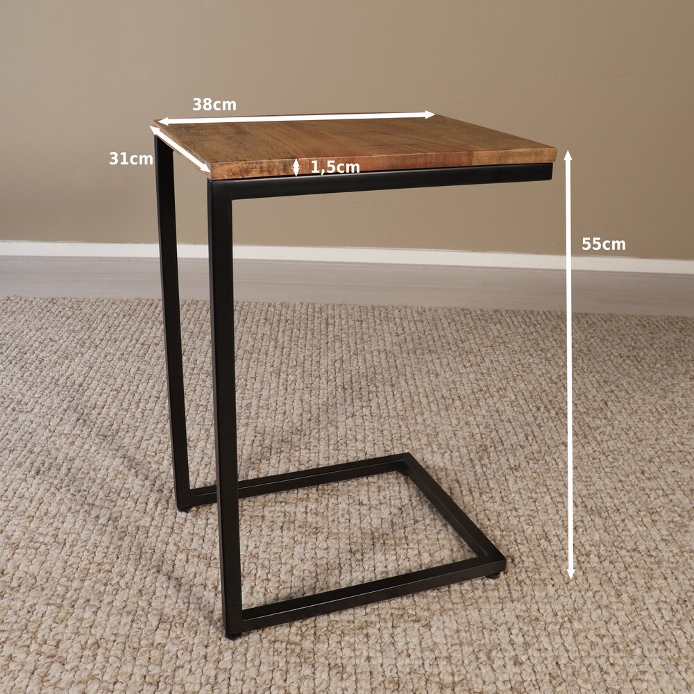 Bijzettafel Industrieel Jerry 55cm mangohout lichtbruin