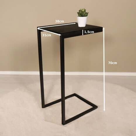 Lizzely Garden & Living Bijzettafel industrieel Jerry zwart mangohout duurzaam mango side table