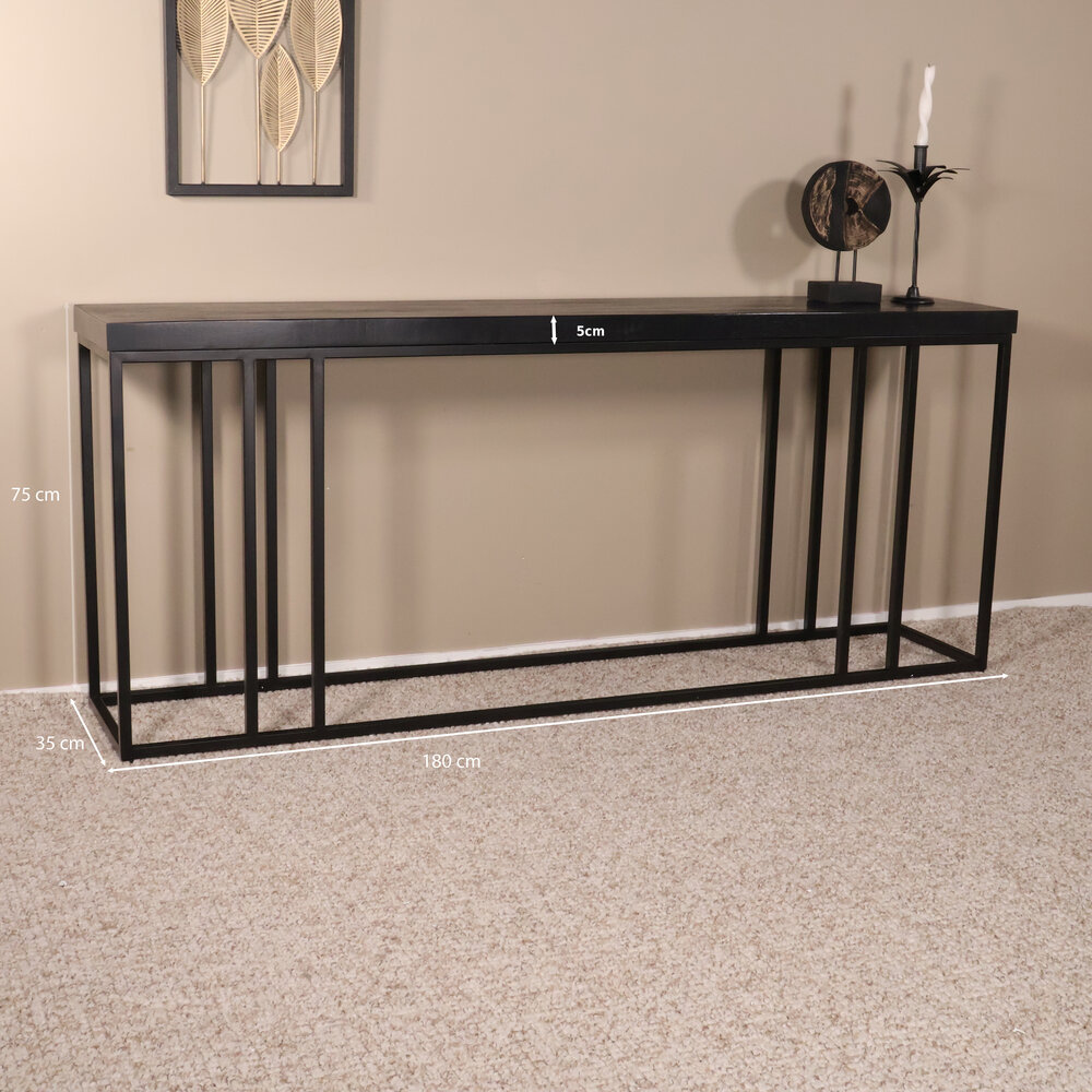 Bijzettafel mangohout Don 180cm zwart