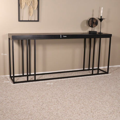 Lizzely Garden & Living Bijzettafel mangohout Don 180cm zwart