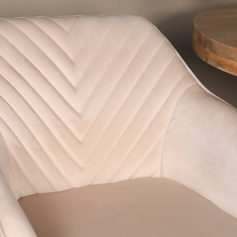 Lizzely Garden & Living Eetkamerstoel met armleuning Darcio zand velvet eetstoel