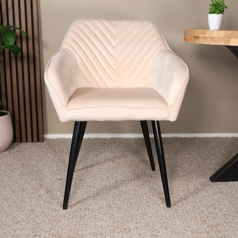 Lizzely Garden & Living Eetkamerstoel met armleuning Darcio zand velvet eetstoel