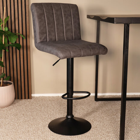 Lizzely Garden & Living Barkruk Anel met rugleuning: antraciet barstoel met zwart onderstel