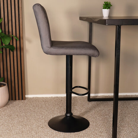 Lizzely Garden & Living Barkruk Anel met rugleuning: antraciet barstoel met zwart onderstel