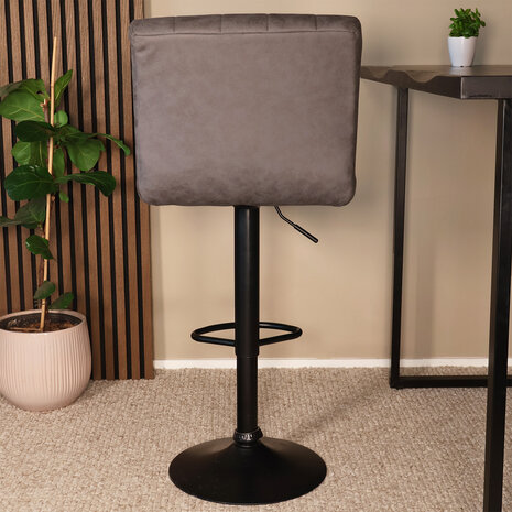 Lizzely Garden & Living Barkruk Anel met rugleuning: antraciet barstoel met zwart onderstel