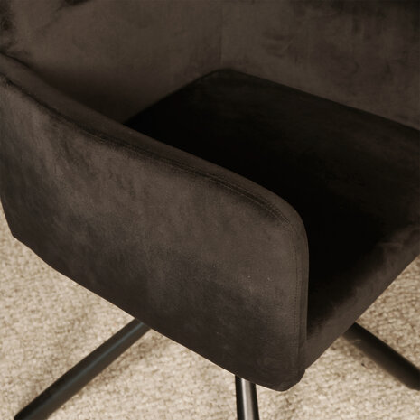 Lizzely Garden & Living Eetkamerstoel draaibaar met armleuning Puck velvet zwart