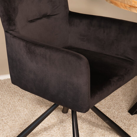 Lizzely Garden & Living Eetkamerstoel draaibaar met armleuning Puck velvet zwart