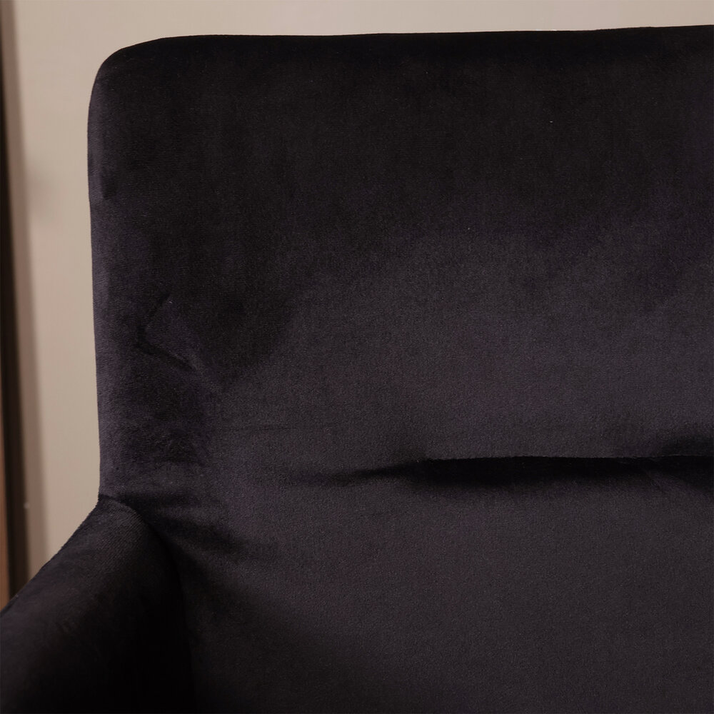 Eetkamerstoel draaibaar met armleuning Puck velvet zwart