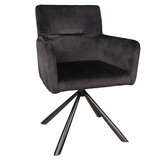 Lizzely Garden & Living Eetkamerstoel draaibaar met armleuning Puck velvet zwart
