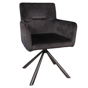 Lizzely Garden & Living Eetkamerstoel draaibaar met armleuning Puck velvet zwart