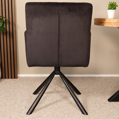 Lizzely Garden & Living Eetkamerstoel draaibaar met armleuning Puck velvet zwart