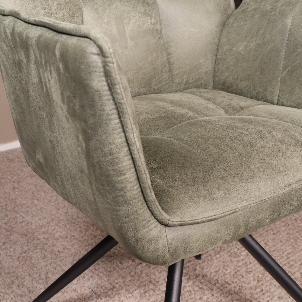 Eetkamerstoel met armleuning Bowie donkergroen microvezel eetstoel industrieel Eetkamerstoel met armleuning Bowie donkergroen microvezel eetstoel industrieel