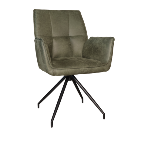 Lizzely Garden & Living Eetkamerstoel met armleuning Bowie donkergroen microvezel eetstoel industrieel Lizzely Garden & Living Eetkamerstoel met armleuning Bowie donkergroen microvezel eetstoel industrieel