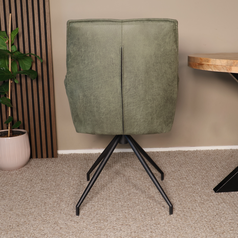 Lizzely Garden & Living Eetkamerstoel met armleuning Bowie donkergroen microvezel eetstoel industrieel Lizzely Garden & Living Eetkamerstoel met armleuning Bowie donkergroen microvezel eetstoel industrieel