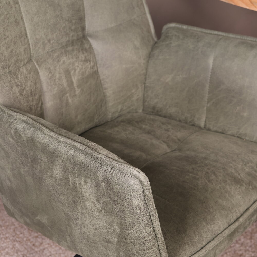 Eetkamerstoel met armleuning Bowie donkergroen microvezel eetstoel industrieel Eetkamerstoel met armleuning Bowie donkergroen microvezel eetstoel industrieel