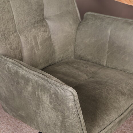 Lizzely Garden & Living Eetkamerstoel met armleuning Bowie donkergroen microvezel eetstoel industrieel Lizzely Garden & Living Eetkamerstoel met armleuning Bowie donkergroen microvezel eetstoel industrieel