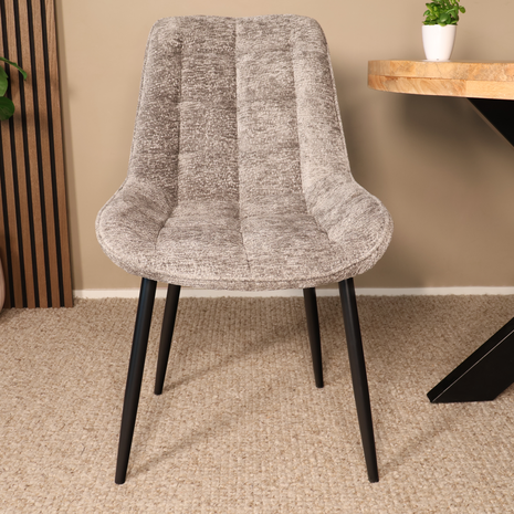 Lizzely Garden & Living Eetkamerstoel De Vince grijs chenille eetstoel