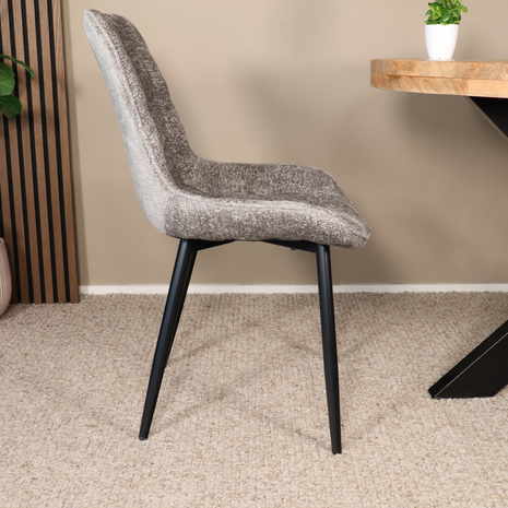 Lizzely Garden & Living Eetkamerstoel De Vince grijs chenille eetstoel