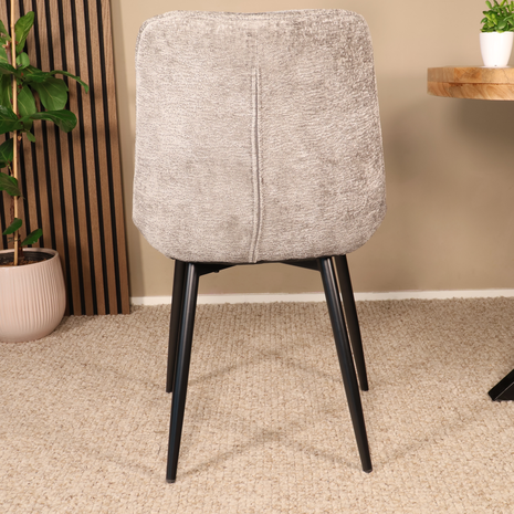 Lizzely Garden & Living Eetkamerstoel De Vince grijs chenille eetstoel