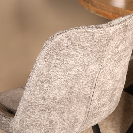 Lizzely Garden & Living Eetkamerstoel De Vince grijs chenille eetstoel