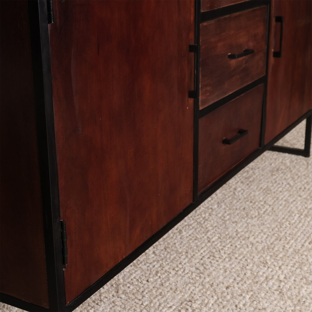 Dressoir mangohout 150cm walnoot bruin Daan