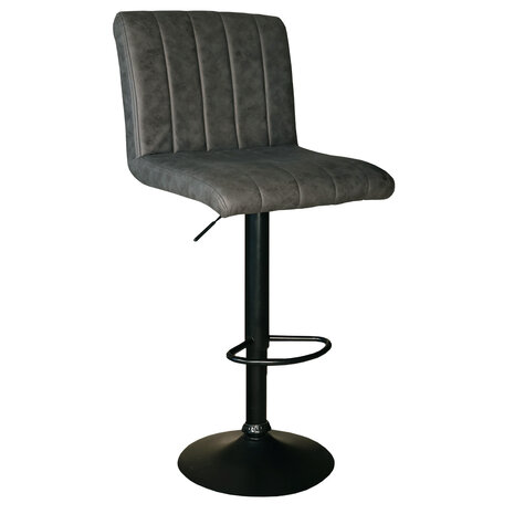 Lizzely Garden & Living Barkruk Anel met rugleuning: antraciet barstoel met zwart onderstel